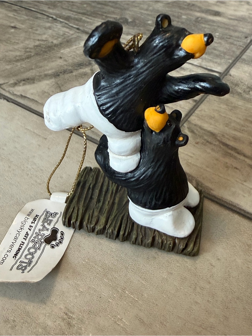 VTG Bearfoots Rustic Black Bear Tumbling Christmas Ornament by Big Sky Carvers